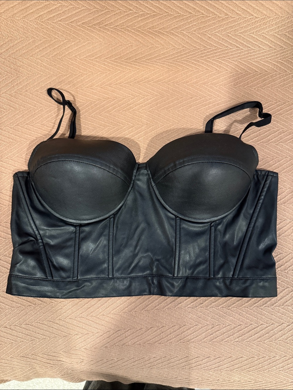 Rue21 Black Faux Leather Longline Bustier Top
